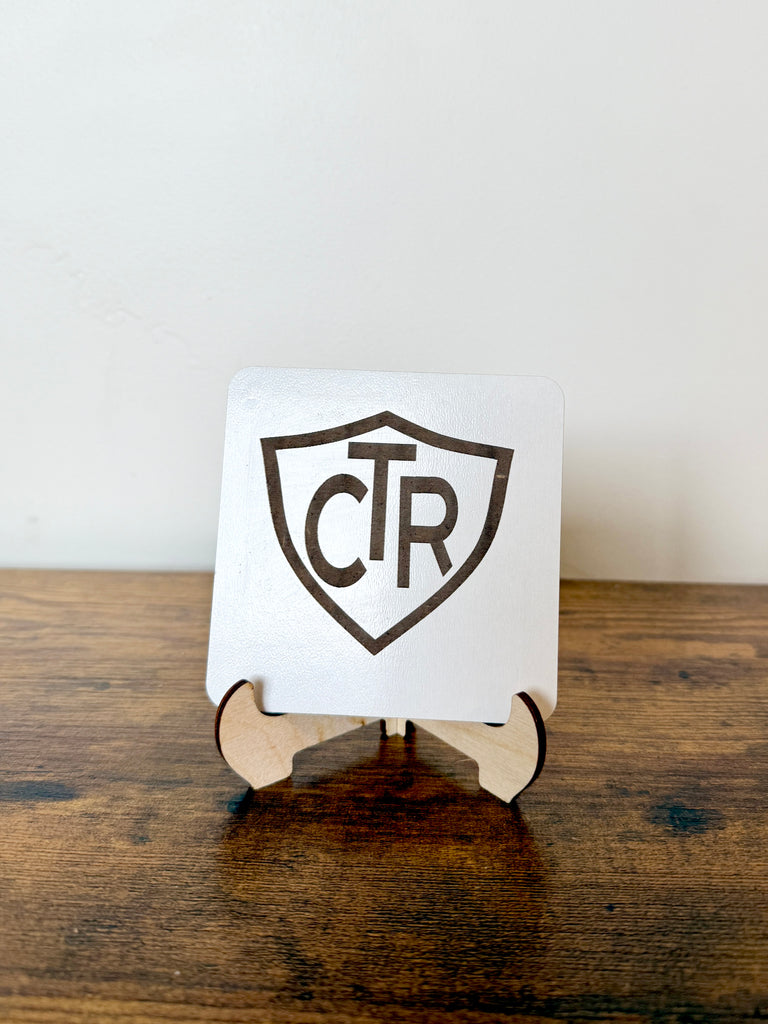 CTR shield 4 inch mini sign with easel